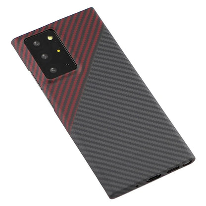 For Samsung Galaxy Note20 Ultra / Note20 Ultra 5G Case Big Lens Cutouts 1500D Coarse Texture Aramid Fiber Phone Cover, Black / Red