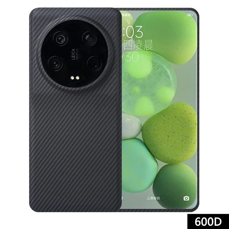 For Xiaomi 13 Ultra Slim Case 600D Fine Textured Aramid Fiber Big Lens Cutouts Black Phone Cover
