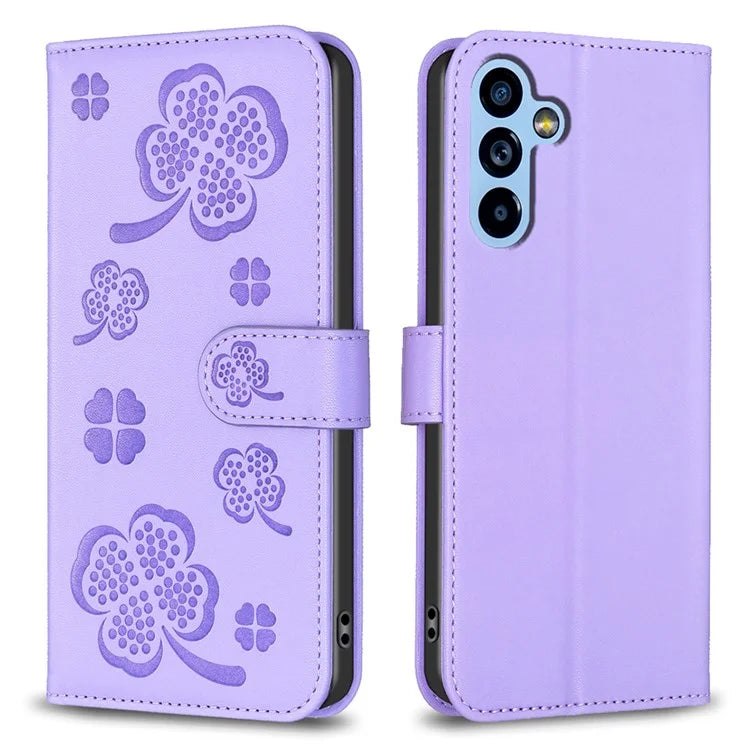 For Samsung Galaxy A14 5G / A14 4G Case Clover Pattern PU Leather Cell Phone Wallet Cover