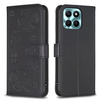 For Honor X6a 4G Cell Phone Case Clover Pattern PU Leather Stand Cover