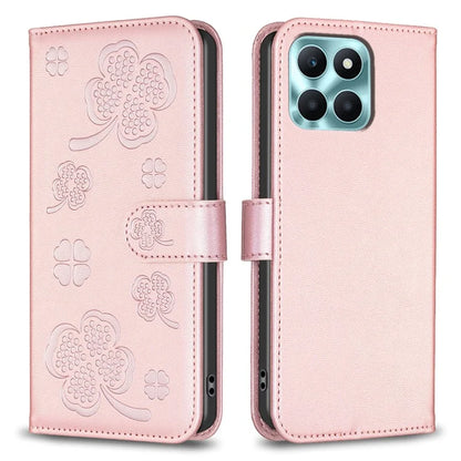 For Honor X6a 4G Cell Phone Case Clover Pattern PU Leather Stand Cover