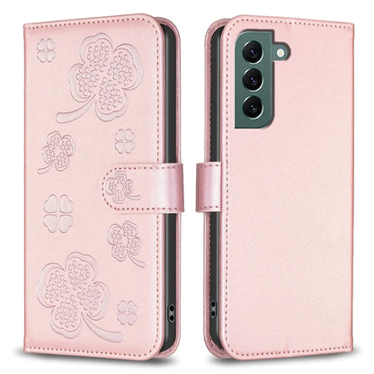 For Samsung Galaxy S21 FE 5G Case Leather Clover Imprinted Flip Stand Phone Protector