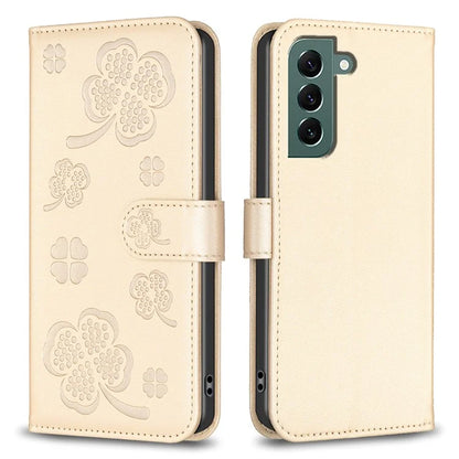 For Samsung Galaxy S21 FE 5G Case Leather Clover Imprinted Flip Stand Phone Protector