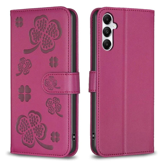 For Samsung Galaxy A15 5G Cell Phone Case PU Leather Clover Imprinted Cover with Card Slot