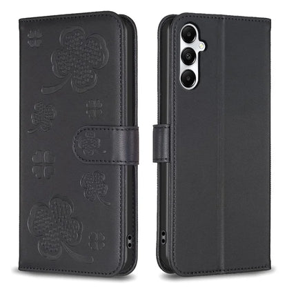 For Samsung Galaxy A15 5G Cell Phone Case PU Leather Clover Imprinted Cover with Card Slot