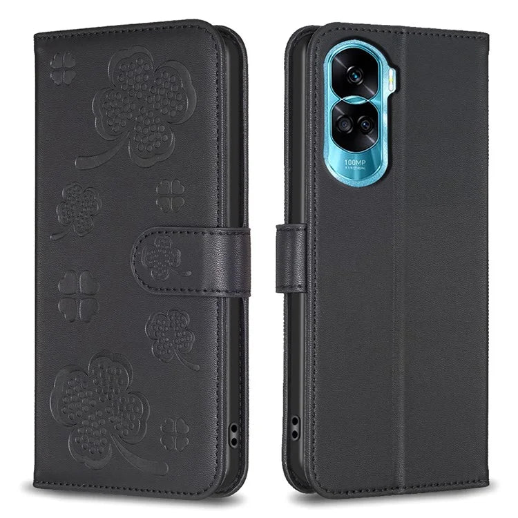 For Honor 90 Lite 5G / X50i 5G Case Leather Clover Pattern Mobile Phone Wallet Cover