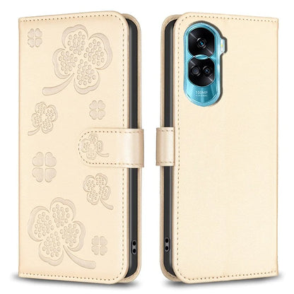 For Honor 90 Lite 5G / X50i 5G Case Leather Clover Pattern Mobile Phone Wallet Cover