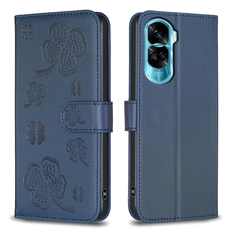For Honor 90 Lite 5G / X50i 5G Case Leather Clover Pattern Mobile Phone Wallet Cover