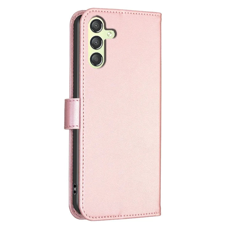 For Samsung Galaxy A24 4G (162.1 x 77.6 x 8.3mm) Magnetic Phone Case Leather Clover Imprinted Wallet Stand Cover