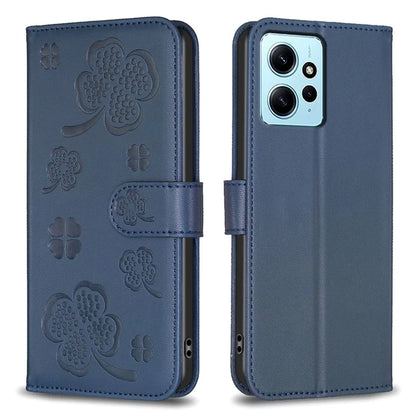 For Xiaomi Redmi Note 12 4G Case PU Leather Clover Imprinted Card Holder Phone Cover