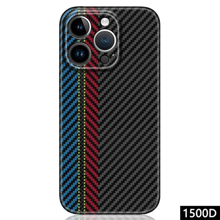 For iPhone 14 Pro Cell Phone Case Aramid Fiber Color Stripe Protective Cover (Precise Lens Cutout)