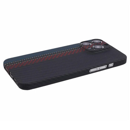 For iPhone 14 Pro Cell Phone Case Aramid Fiber Color Stripe Protective Cover (Precise Lens Cutout)