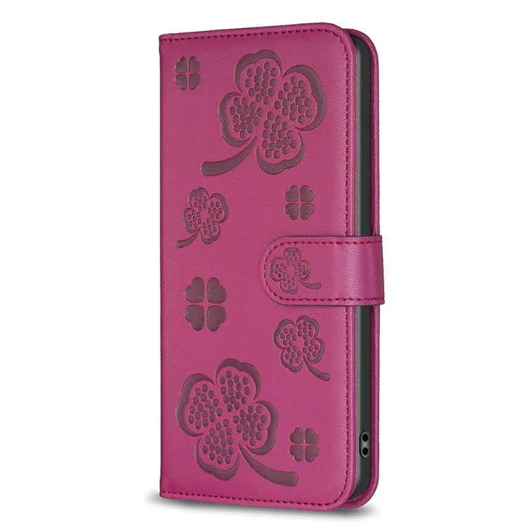For Samsung Galaxy S22 Ultra 5G Case Leather Clover Imprint Stand Smart Phone Cover
