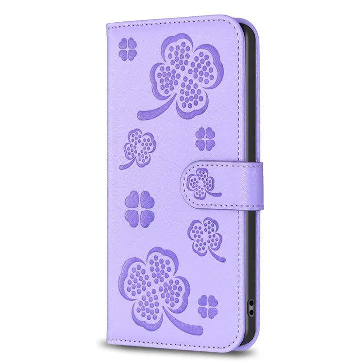 For Samsung Galaxy S22 Ultra 5G Case Leather Clover Imprint Stand Smart Phone Cover