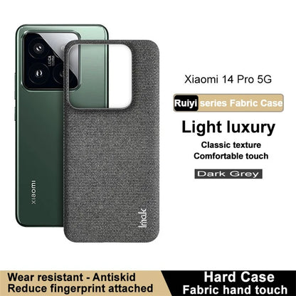 IMAK Ruiyi Series for Xiaomi 14 Pro Case PU Leather Coated PC Cloth Texture Phone Cover