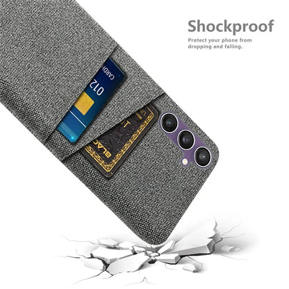 For Samsung Galaxy S24+ Cover Slim-Fit PC+Cloth Phone Case with Dual Card Slots
