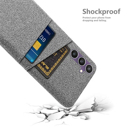 For Samsung Galaxy S24+ Cover Slim-Fit PC+Cloth Phone Case with Dual Card Slots