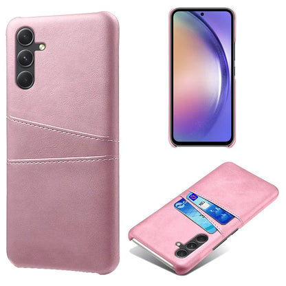For Samsung Galaxy S24 Case PU+Hard PC Phone Protector with Dual Card Slots