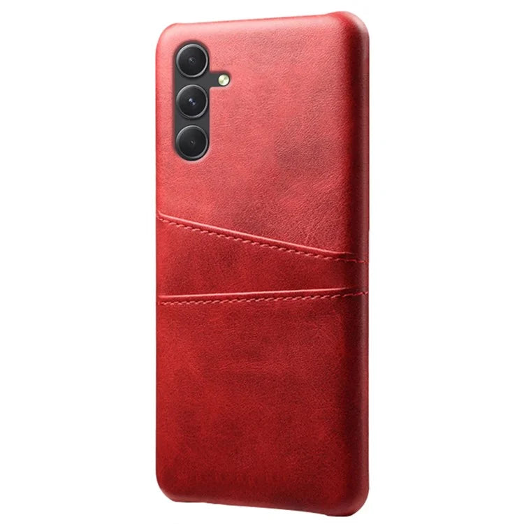 For Samsung Galaxy S24 Case PU+Hard PC Phone Protector with Dual Card Slots