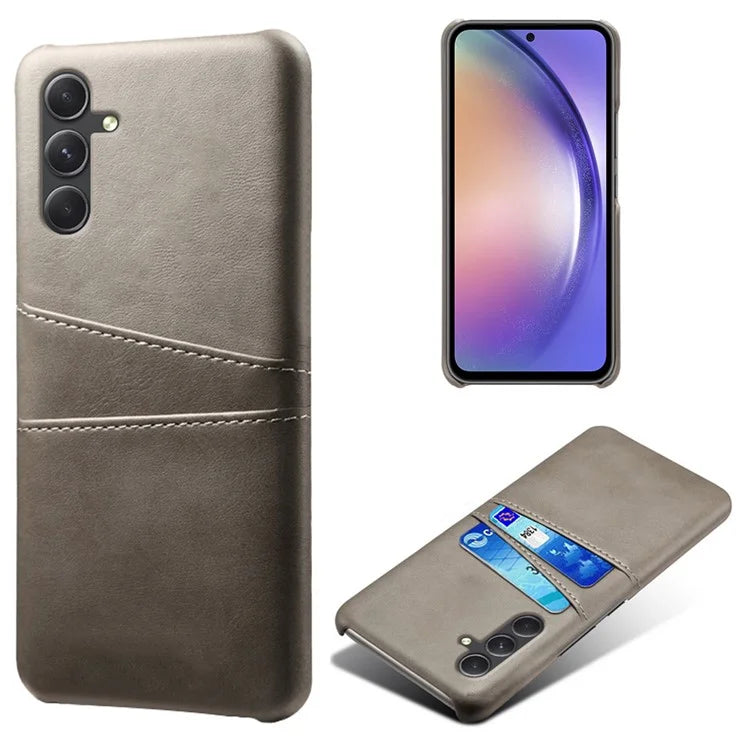 For Samsung Galaxy S24 Case PU+Hard PC Phone Protector with Dual Card Slots