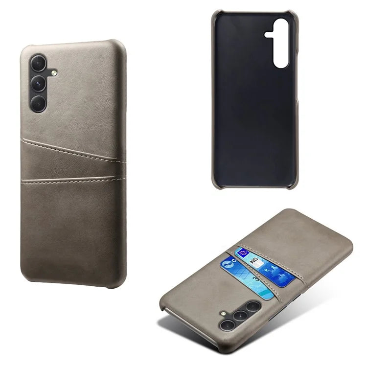 For Samsung Galaxy S24 Case PU+Hard PC Phone Protector with Dual Card Slots