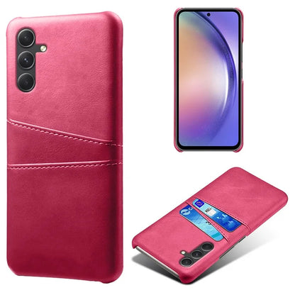 For Samsung Galaxy S24 Case PU+Hard PC Phone Protector with Dual Card Slots