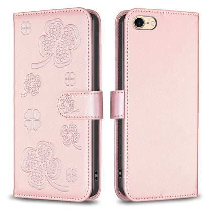 For iPhone 6 / 6s / 7 / 8 / SE (2020) / SE (2022) Phone Case PU Leather Clover Imprinted Wallet Cover