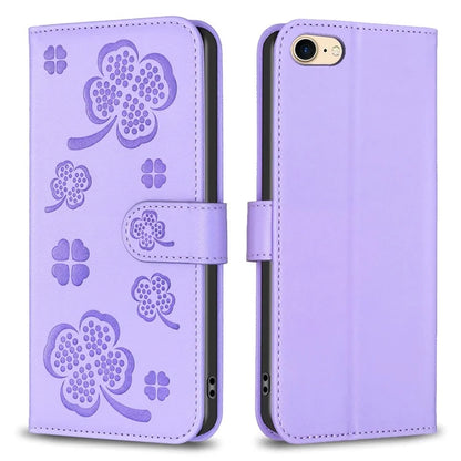 For iPhone 6 / 6s / 7 / 8 / SE (2020) / SE (2022) Phone Case PU Leather Clover Imprinted Wallet Cover