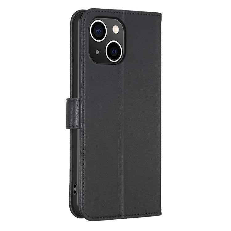 For iPhone 13 / 14 Leather Phone Case Clover Imprinted Wallet Flip Cover