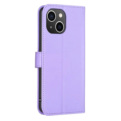 For iPhone 13 / 14 Leather Phone Case Clover Imprinted Wallet Flip Cover