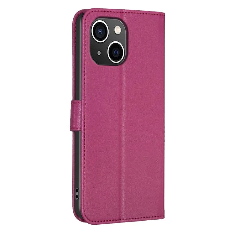 For iPhone 13 / 14 Leather Phone Case Clover Imprinted Wallet Flip Cover