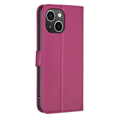 For iPhone 13 / 14 Leather Phone Case Clover Imprinted Wallet Flip Cover