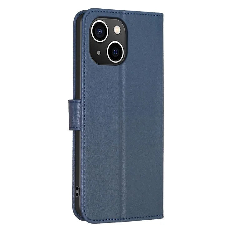 For iPhone 13 / 14 Leather Phone Case Clover Imprinted Wallet Flip Cover