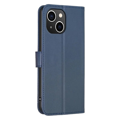 For iPhone 13 / 14 Leather Phone Case Clover Imprinted Wallet Flip Cover