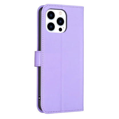 For iPhone 13 Pro PU Leather Case Imprinted Clover Pattern Flip Wallet Phone Cover
