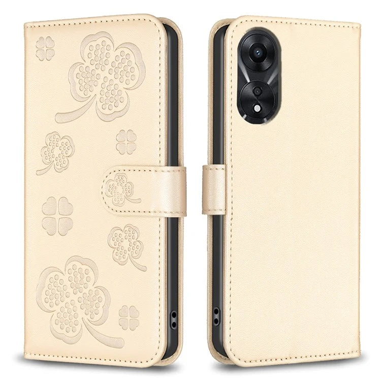 For Oppo A78 5G Leather Case Stand Function Clover Pattern Wallet Phone Cover
