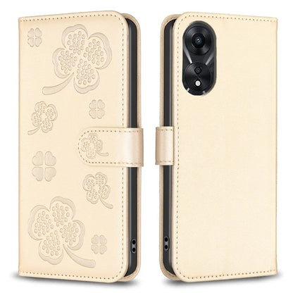 For Oppo A78 5G Leather Case Stand Function Clover Pattern Wallet Phone Cover