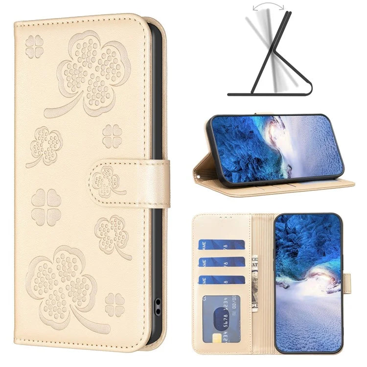 For Oppo A78 5G Leather Case Stand Function Clover Pattern Wallet Phone Cover