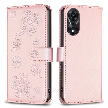 For Oppo A78 5G Leather Case Stand Function Clover Pattern Wallet Phone Cover