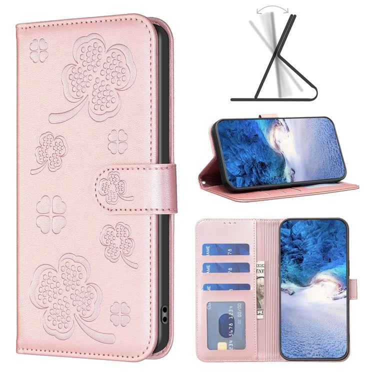 For Oppo A78 5G Leather Case Stand Function Clover Pattern Wallet Phone Cover
