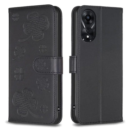 For Oppo A78 5G Leather Case Stand Function Clover Pattern Wallet Phone Cover