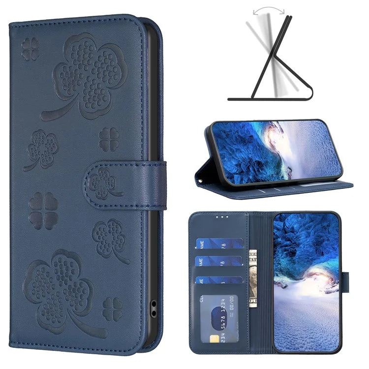 For Oppo A78 5G Leather Case Stand Function Clover Pattern Wallet Phone Cover