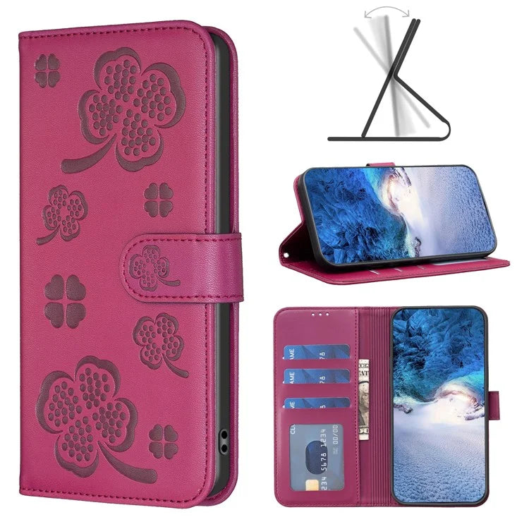 For Oppo A78 5G Leather Case Stand Function Clover Pattern Wallet Phone Cover