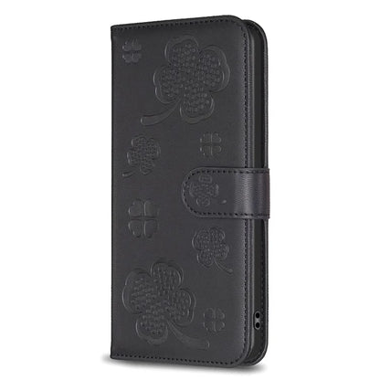For Oppo A17 4G Leather Wallet Case Clover Pattern Flip Folio Phone Cover