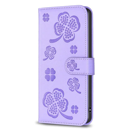 For Oppo A17 4G Leather Wallet Case Clover Pattern Flip Folio Phone Cover