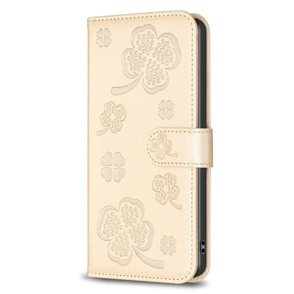 For Oppo A17 4G Leather Wallet Case Clover Pattern Flip Folio Phone Cover