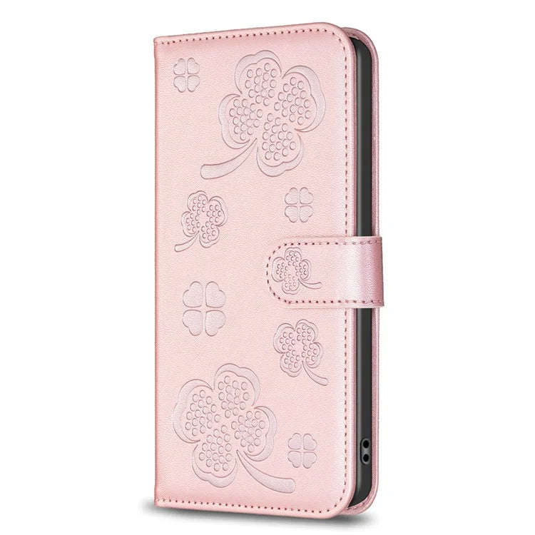 For Oppo A38 4G / A18 4G Leather Wallet Case Stand Clover Pattern Imprinted Phone Cover