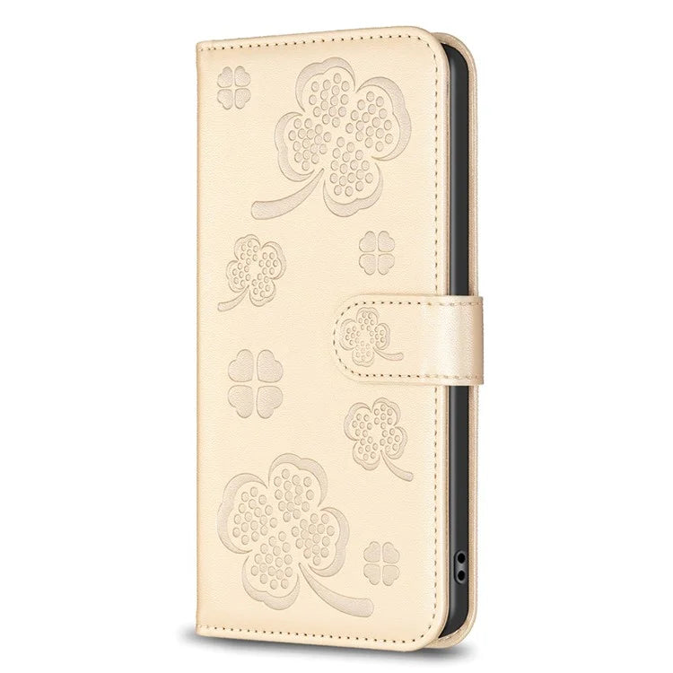 For Oppo A38 4G / A18 4G Leather Wallet Case Stand Clover Pattern Imprinted Phone Cover