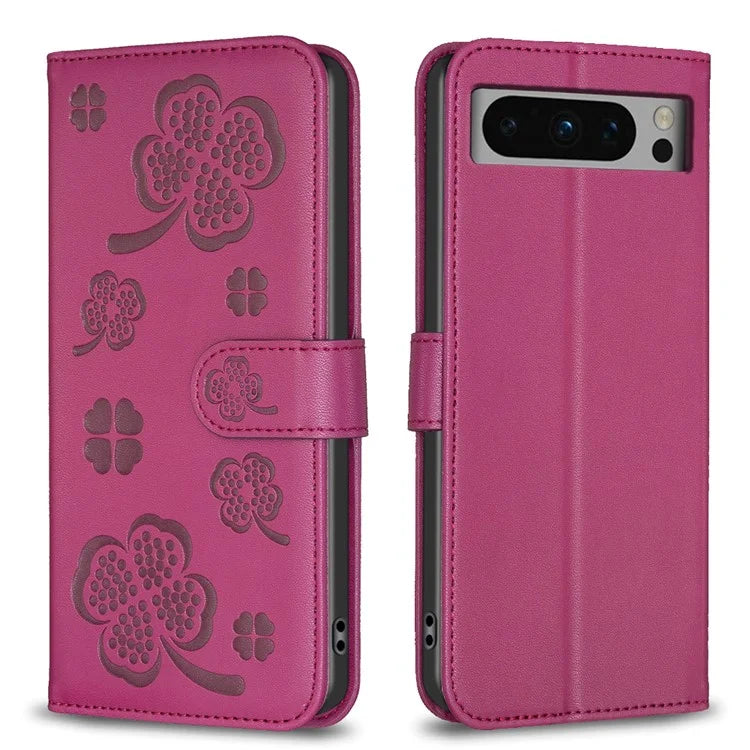 For Google Pixel 8 Pro Clover Pattern Case Wallet PU Leather Folio Phone Cover