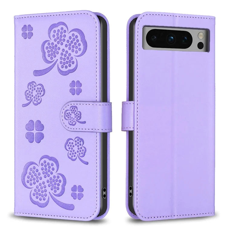 For Google Pixel 8 Pro Clover Pattern Case Wallet PU Leather Folio Phone Cover